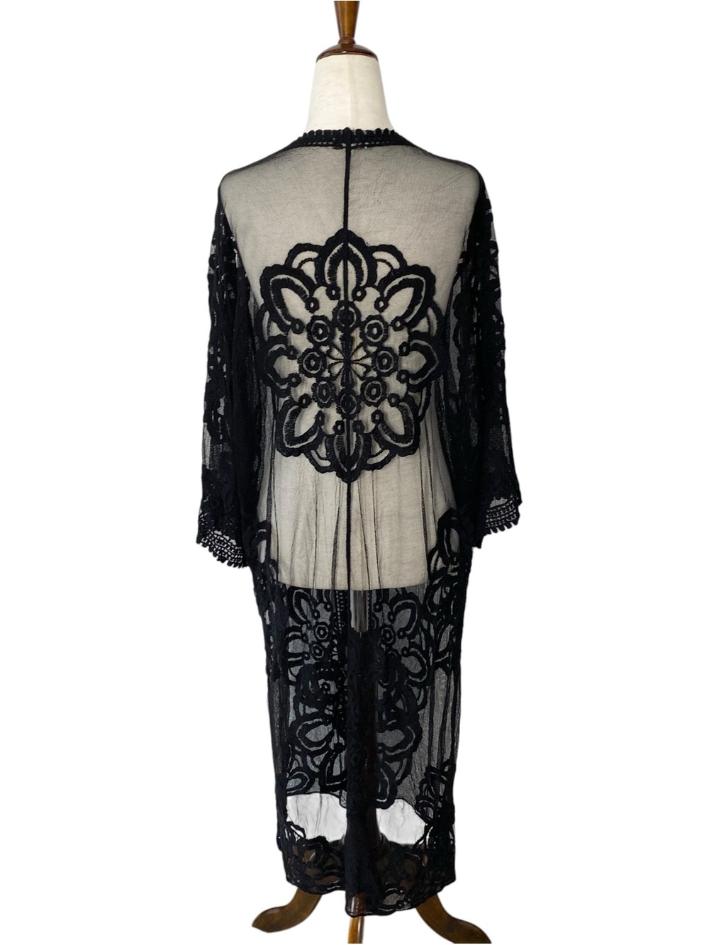 REBELLION AGAIN Embroidered Lace Kimono Duster Top - Picture 5 of 6